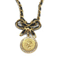 Chanel Medallion Necklace Gold Rhinestone