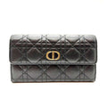 Dior Leather Caro Orchid Long Wallet Black