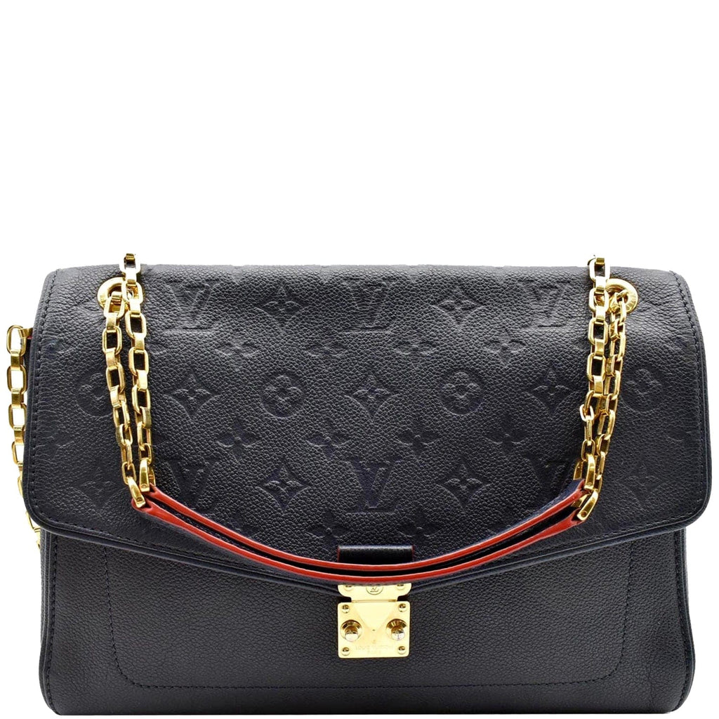 LOUIS VUITTON Saint Germain MM Monogram Empreinte Leather Shoulder Bag Black