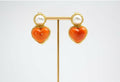 Chanel Vintage 1991 Gripoix Orange Heart Imitation Pearl Clip-on Earrings