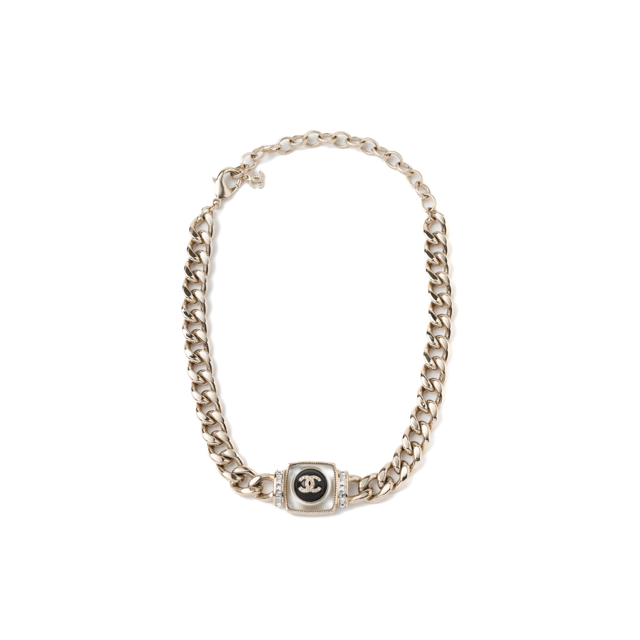 Chanel Square Stud With Crystal CC Logo Choker L