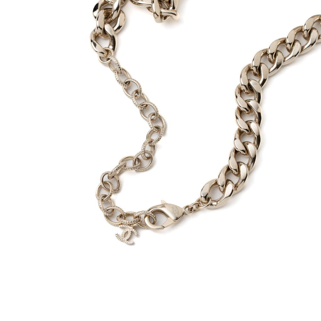 Chanel Square Stud With Crystal CC Logo Choker L