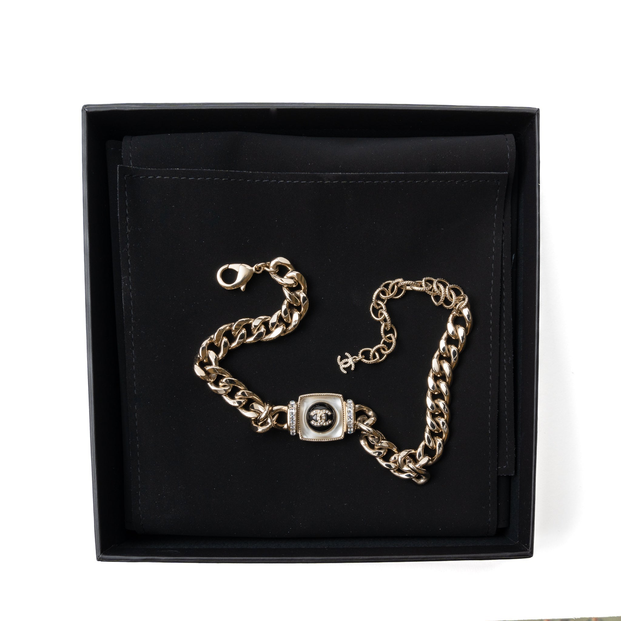 Chanel Square Stud With Crystal CC Logo Choker L