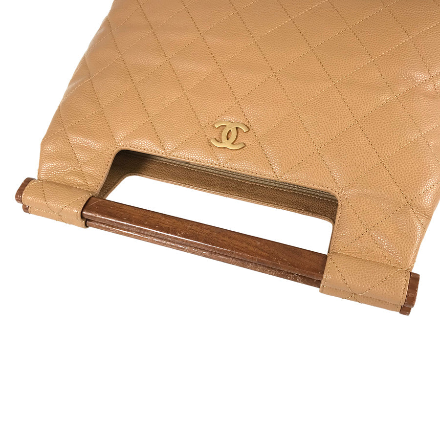 CHANEL Matelasse Wood handle Hand bag