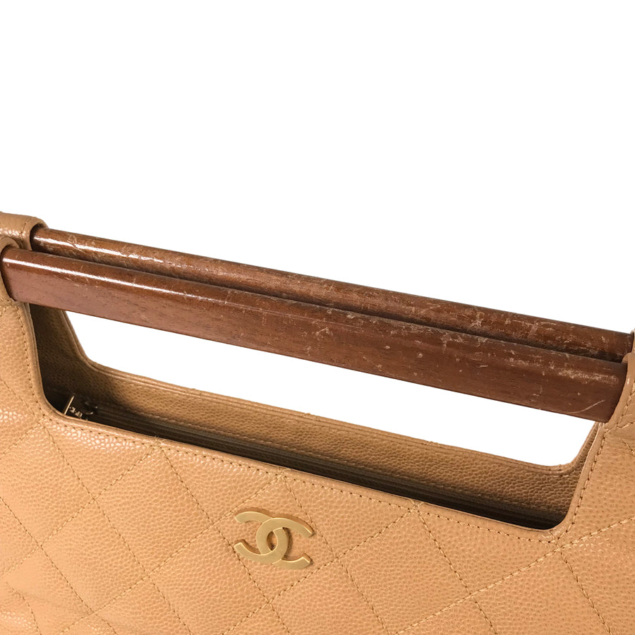 CHANEL Matelasse Wood handle Hand bag