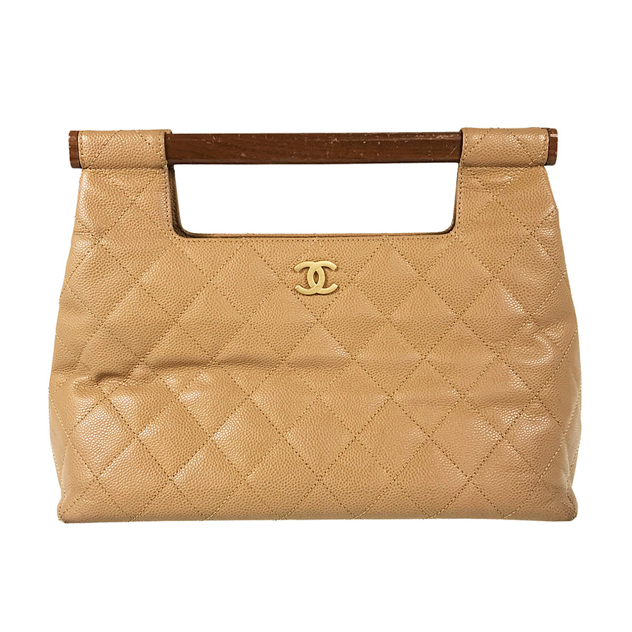 CHANEL Matelasse Wood handle Hand bag