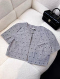 Chanel 24P Grey Polka Dot Full Logo shirt 36FR