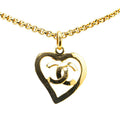 Chanel Gold-Plated Coco Mark Heart Motif Necklace 95P