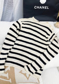 Dior F36 black and white striped CD button knitted sweater