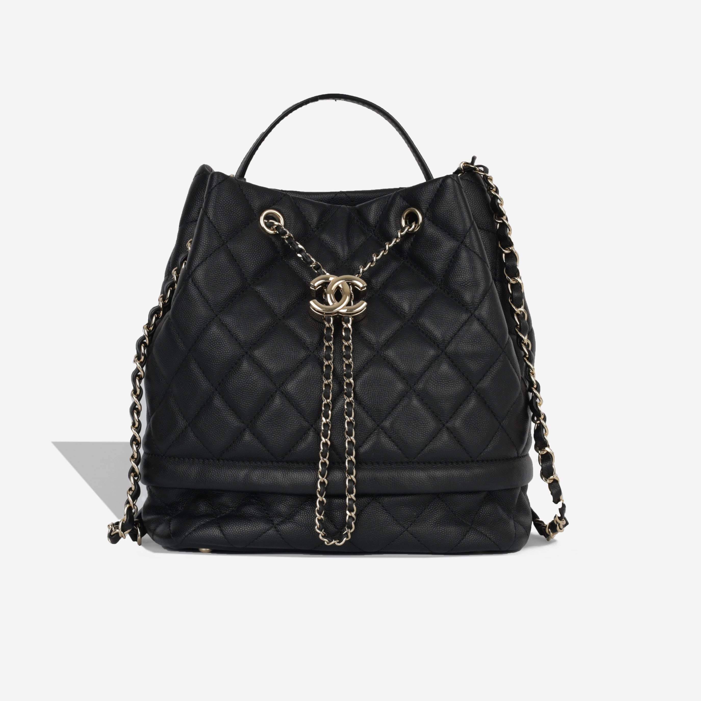 Chanel Quilted Bucket Bag - Black Caviar