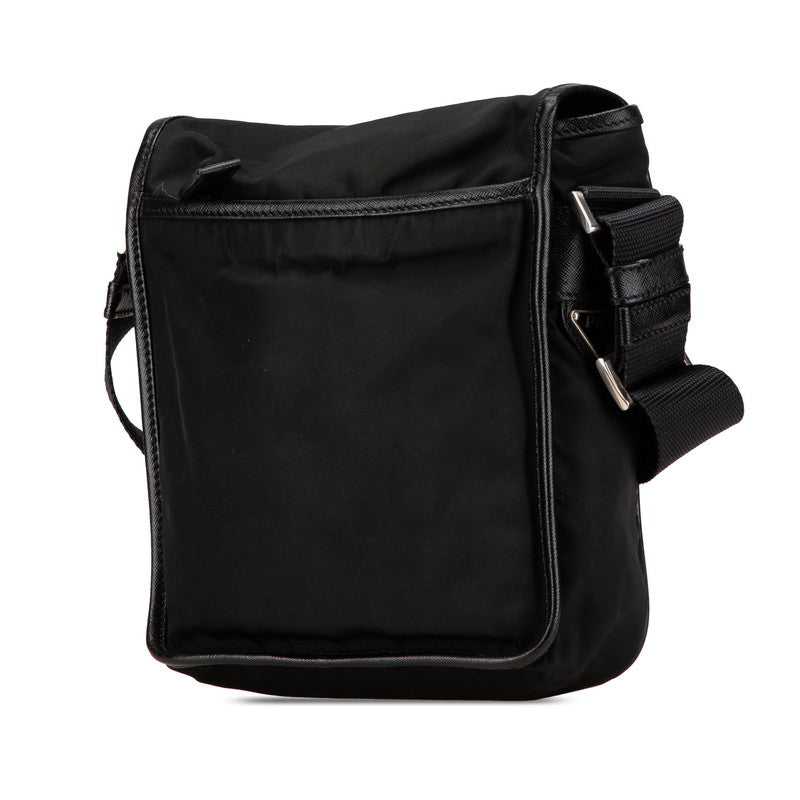 Prada Triangle Logo Plate Nylon Leather Shoulder Bag