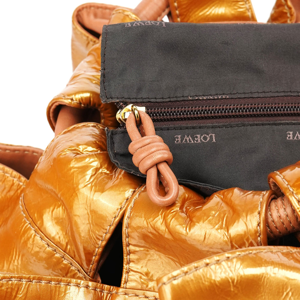 Gold Patent Leather Large Hobo Bag