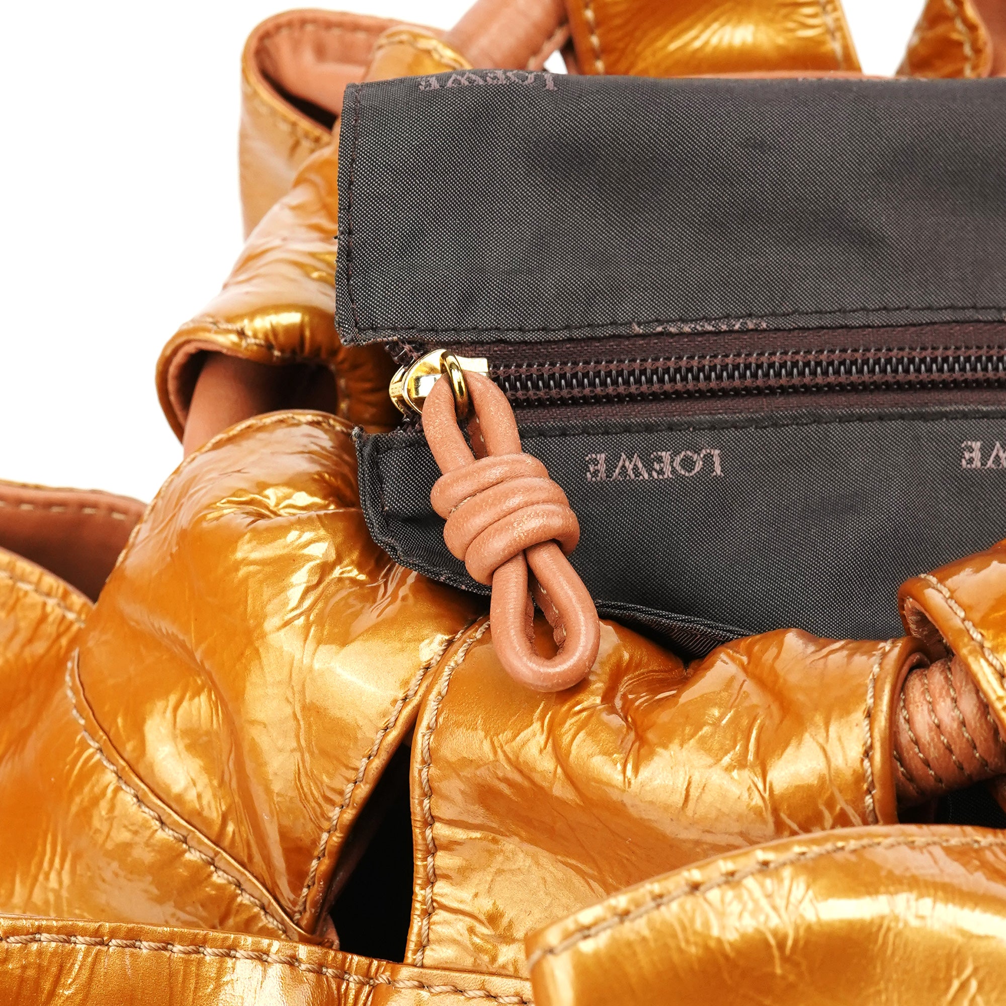 Gold Patent Leather Large Hobo Bag