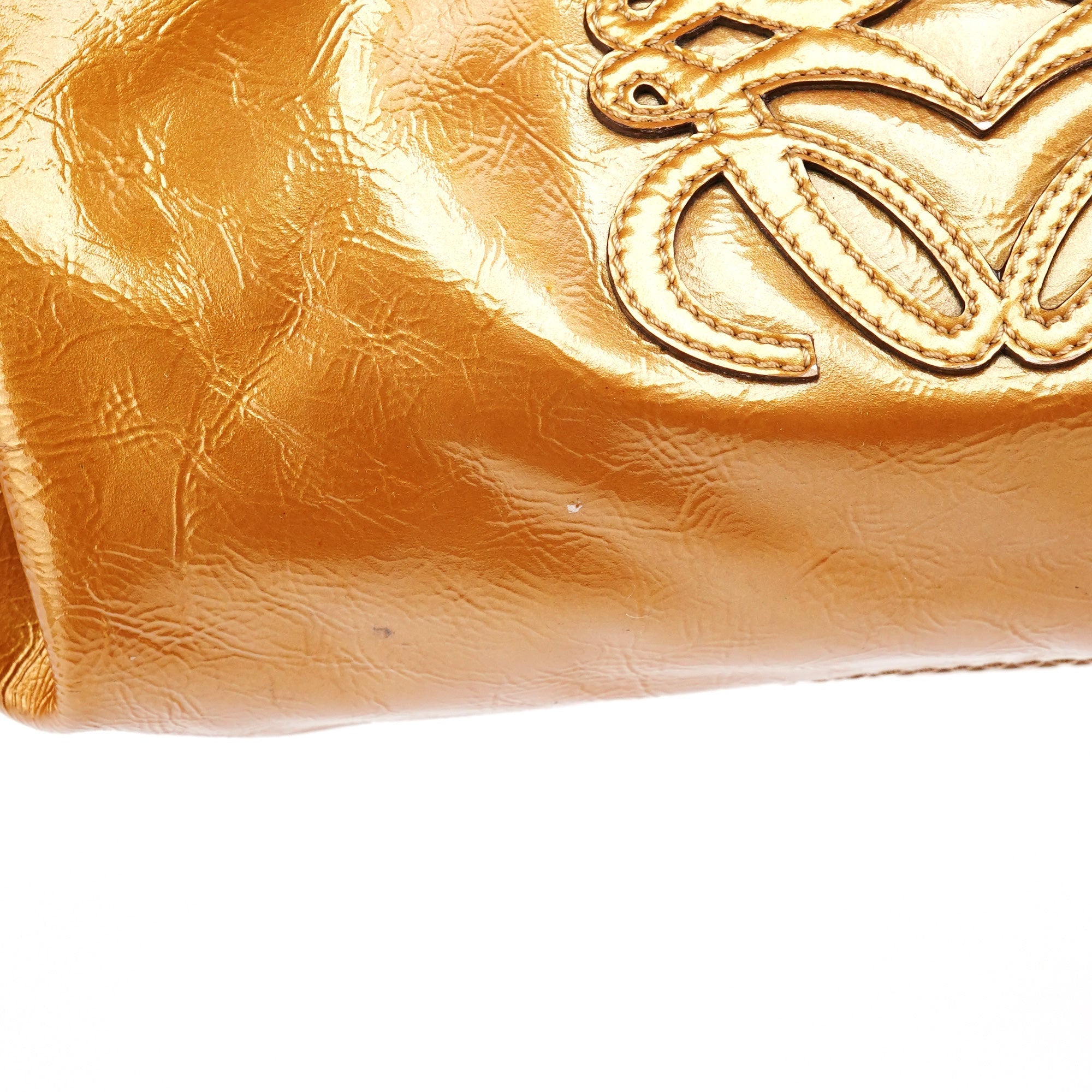 Gold Patent Leather Large Hobo Bag