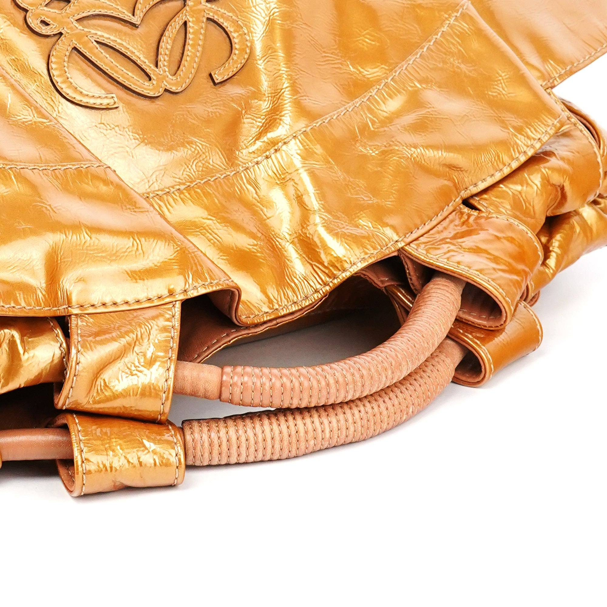 Gold Patent Leather Large Hobo Bag