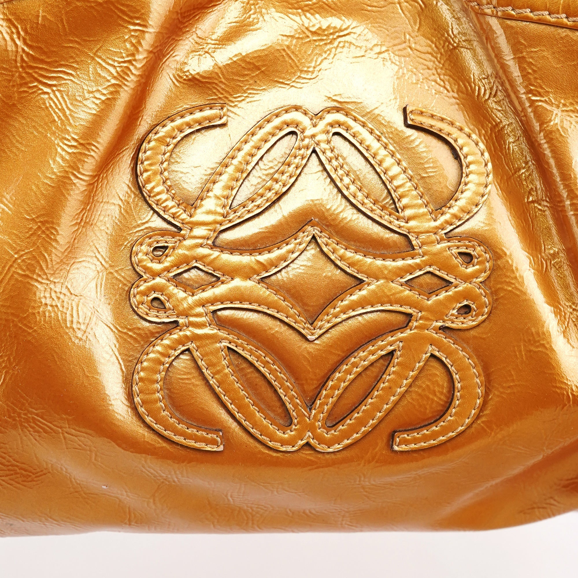 Gold Patent Leather Large Hobo Bag