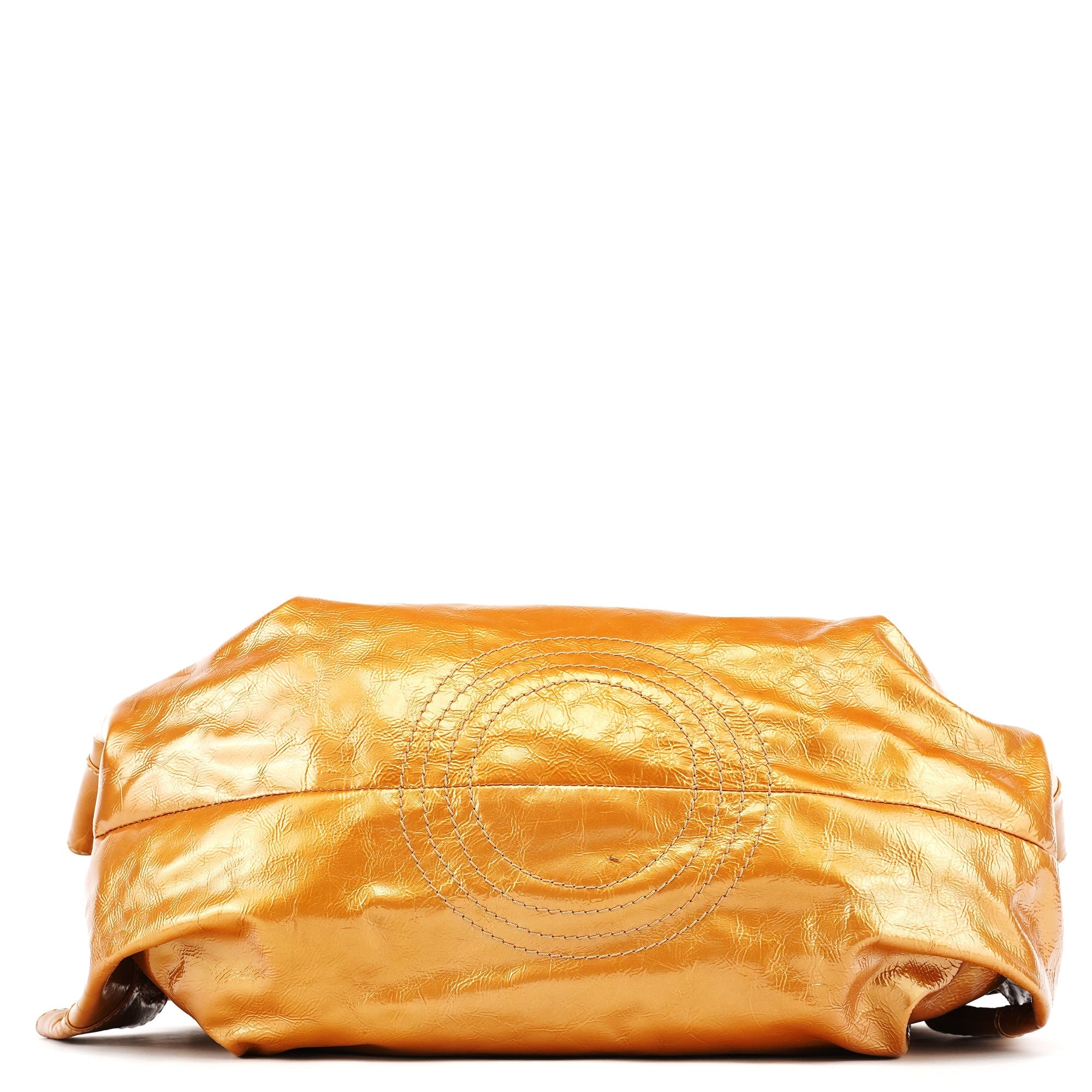 Gold Patent Leather Large Hobo Bag
