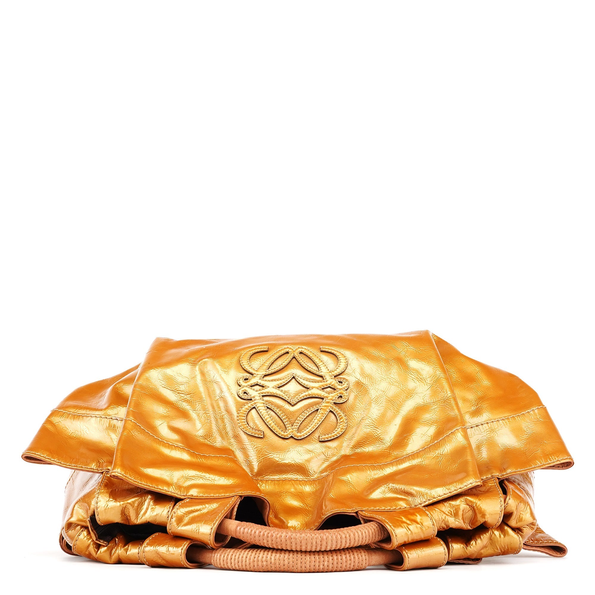 Gold Patent Leather Large Hobo Bag