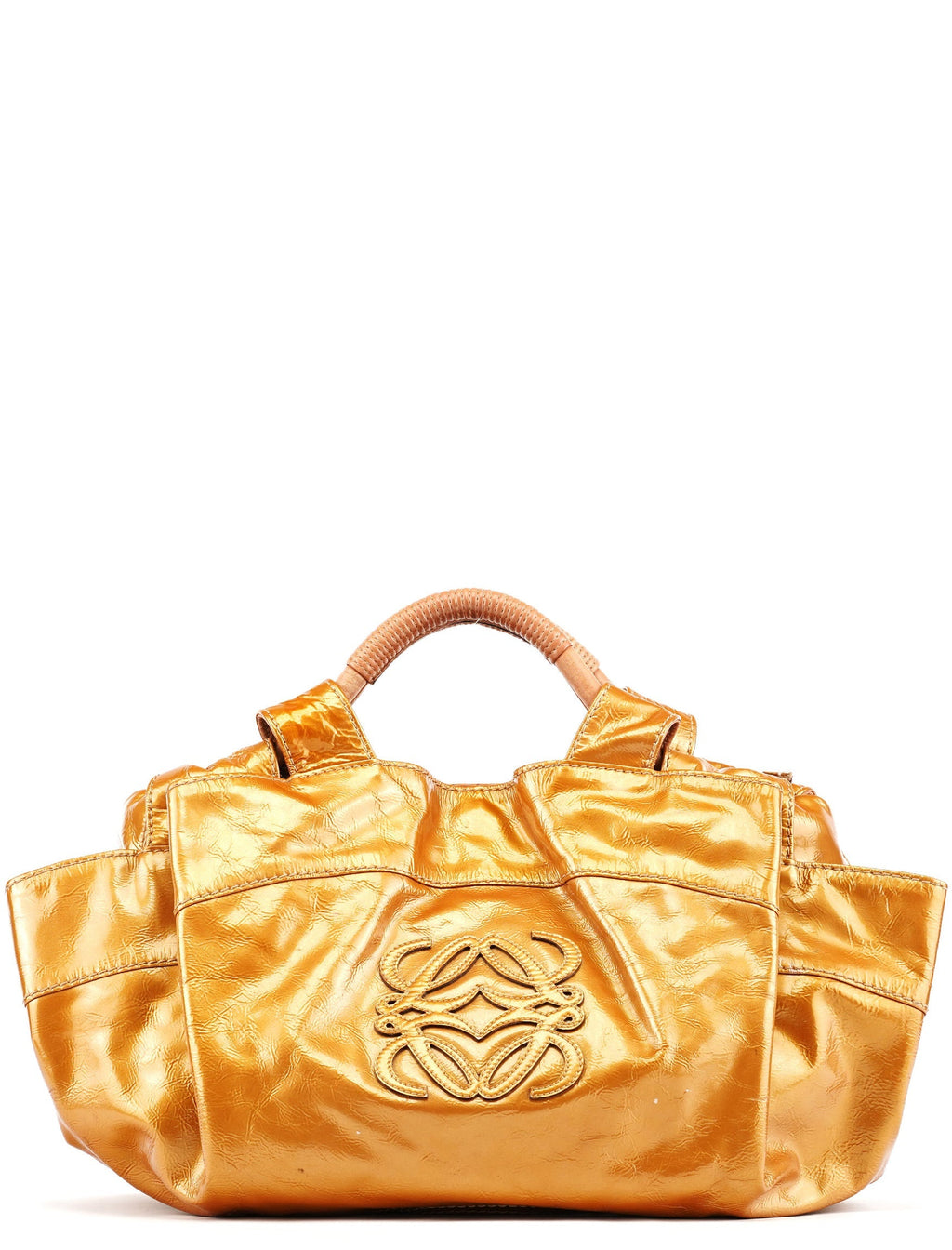 Gold Patent Leather Large Hobo Bag