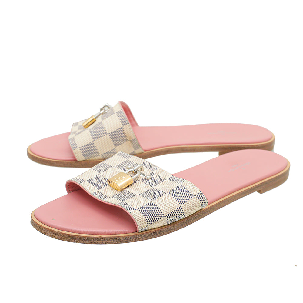 Louis Vuitton Azur Pink Lock It Flat Mule 41