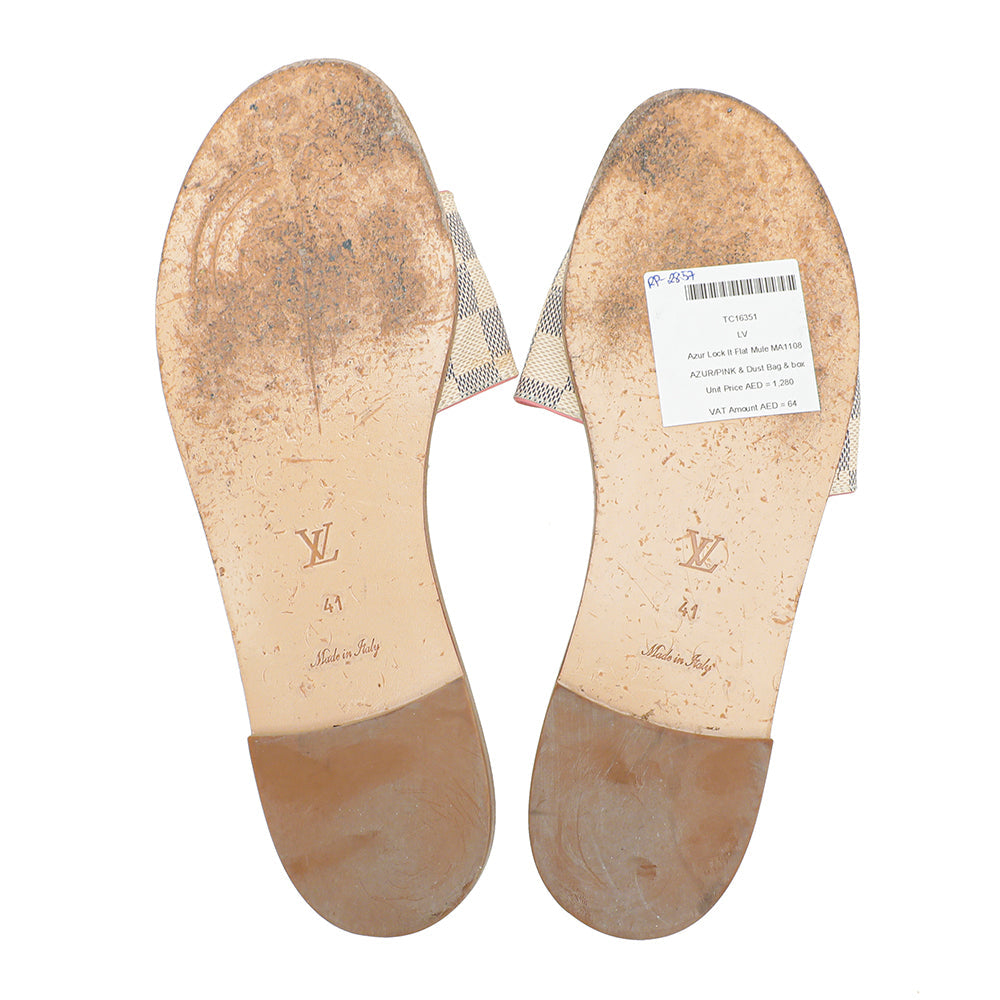 Louis Vuitton Azur Pink Lock It Flat Mule 41
