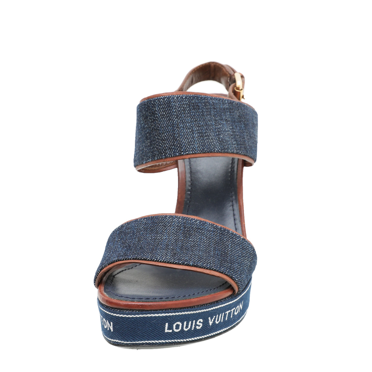 Louis Vuitton Denim Blue Croisiere Wedge Sandal 37