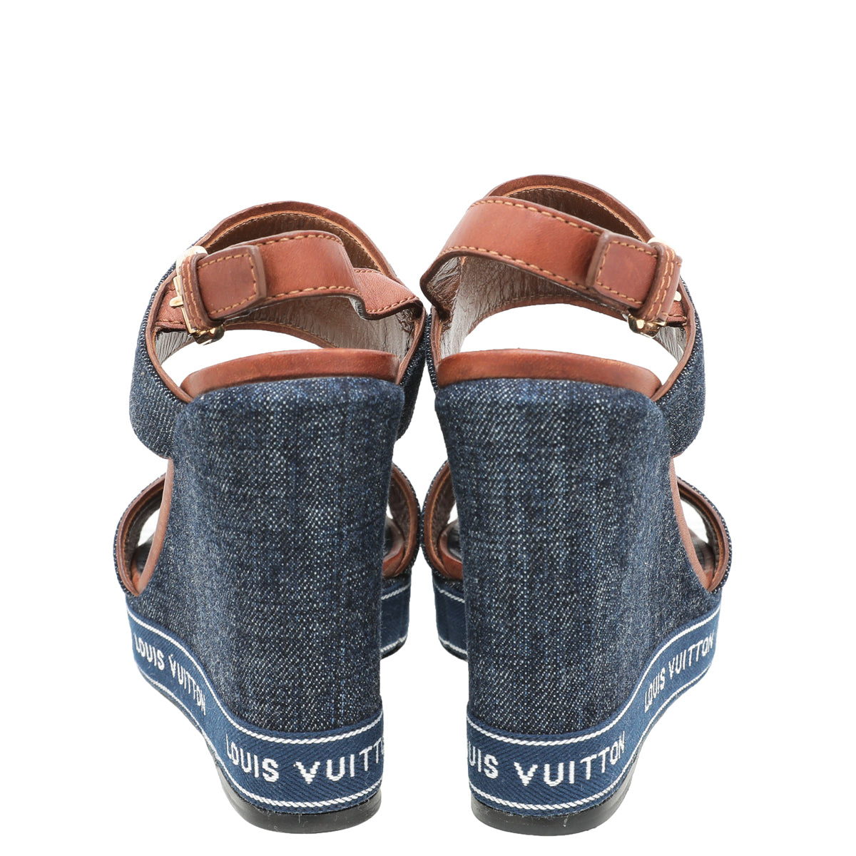 Louis Vuitton Denim Blue Croisiere Wedge Sandal 37
