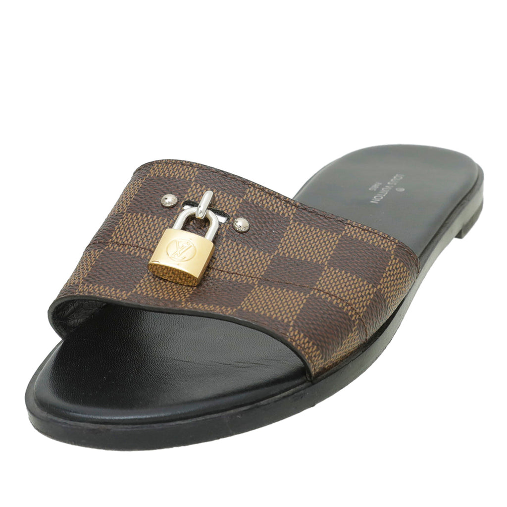 Louis Vuitton Ebene Lock It Flat Mules 38