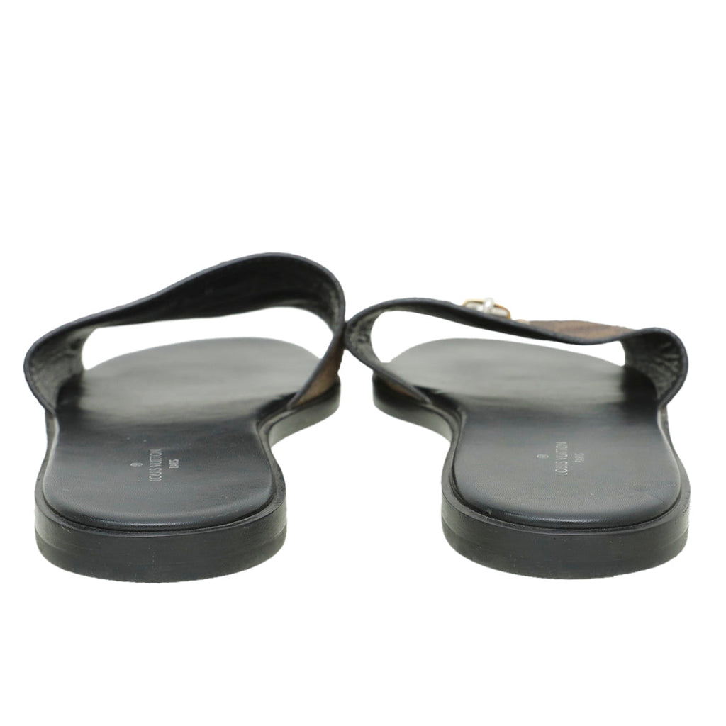 Louis Vuitton Ebene Lock It Flat Mules 38