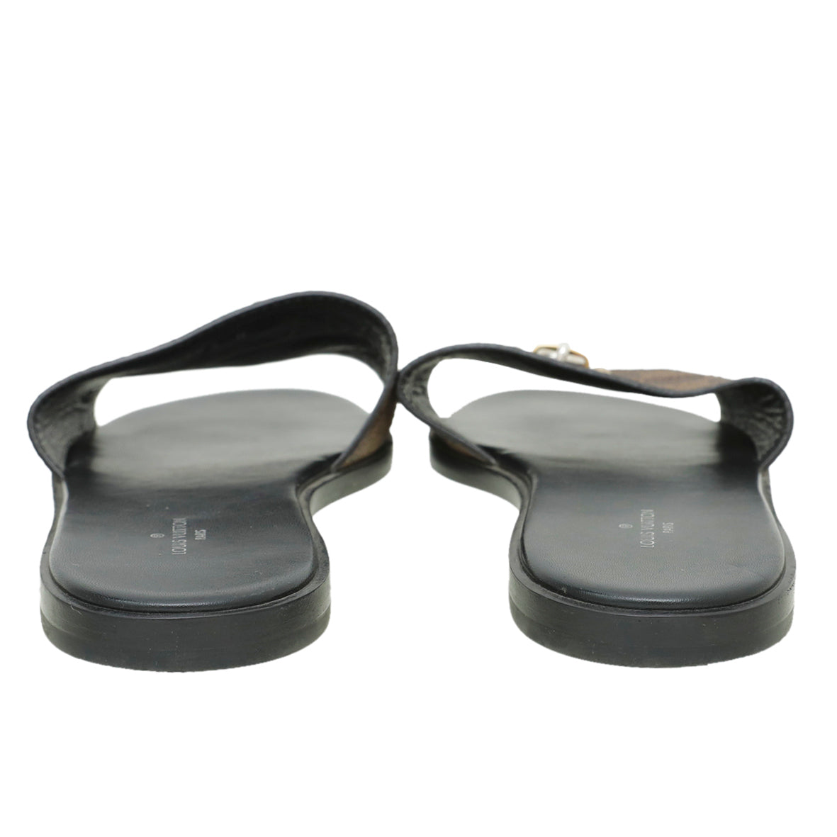 Louis Vuitton Ebene Lock It Flat Mules 38