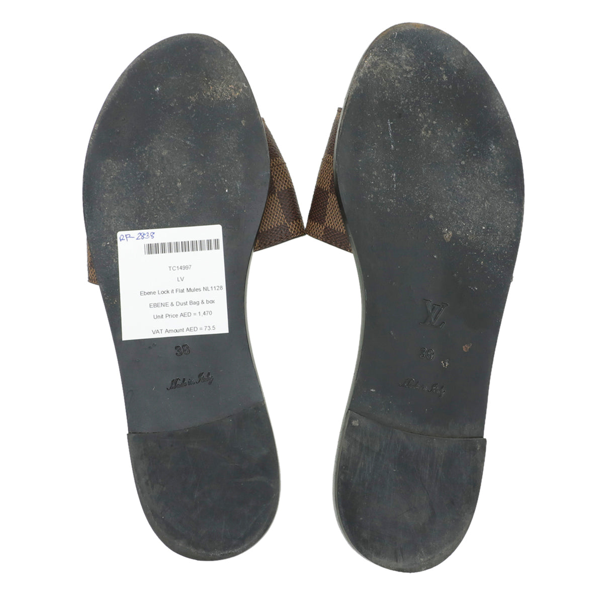 Louis Vuitton Ebene Lock It Flat Mules 38