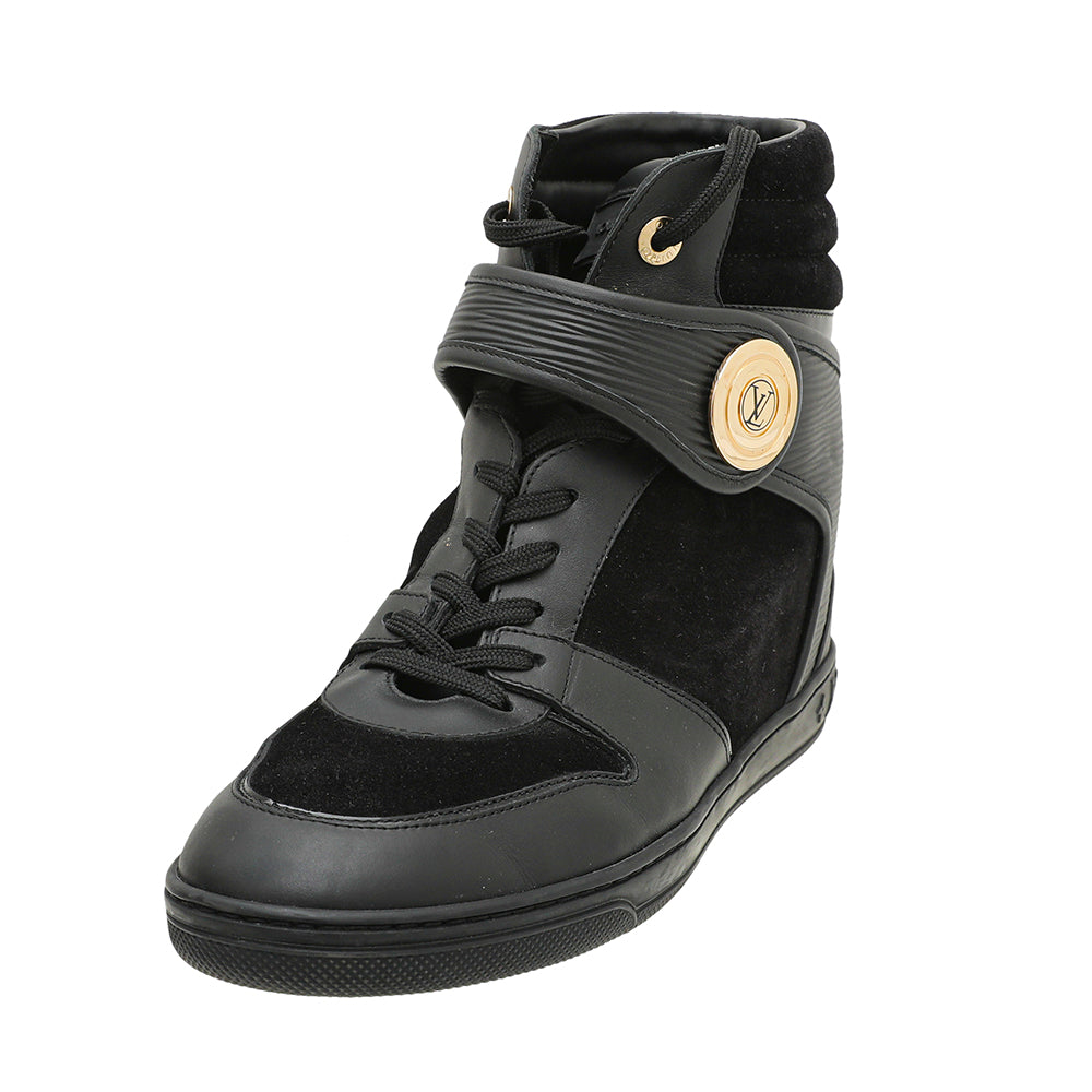 Louis Vuitton Black Suede High Top Wedge Sneakers 40.5