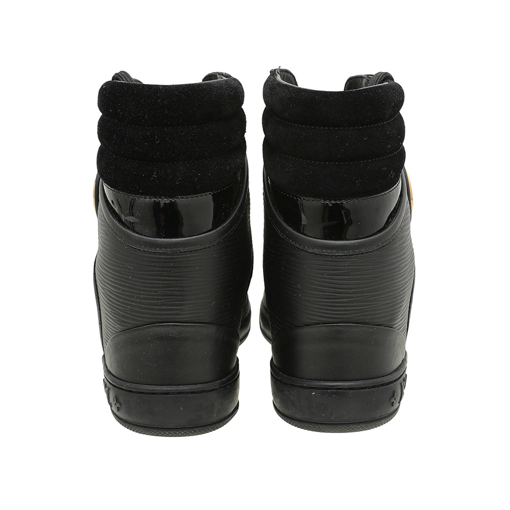 Louis Vuitton Black Suede High Top Wedge Sneakers 40.5