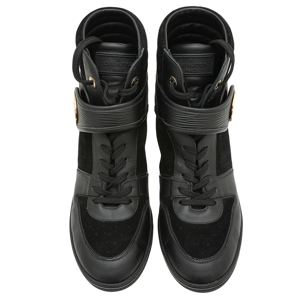 Louis Vuitton Black Suede High Top Wedge Sneakers 40.5