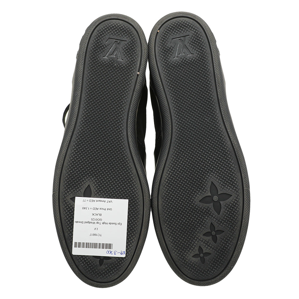 Louis Vuitton Black Suede High Top Wedge Sneakers 40.5