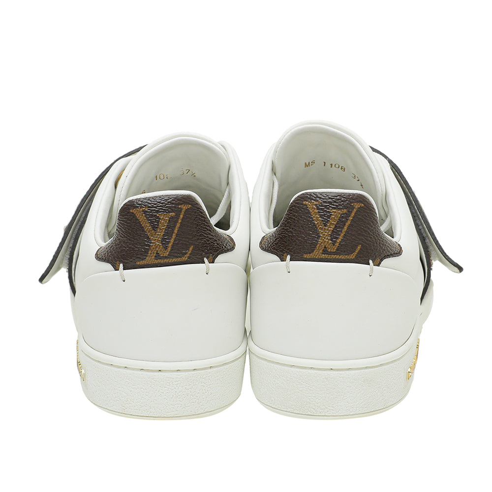 Louis Vuitton White Monogram Frontrow Logo Sneakers 37.5