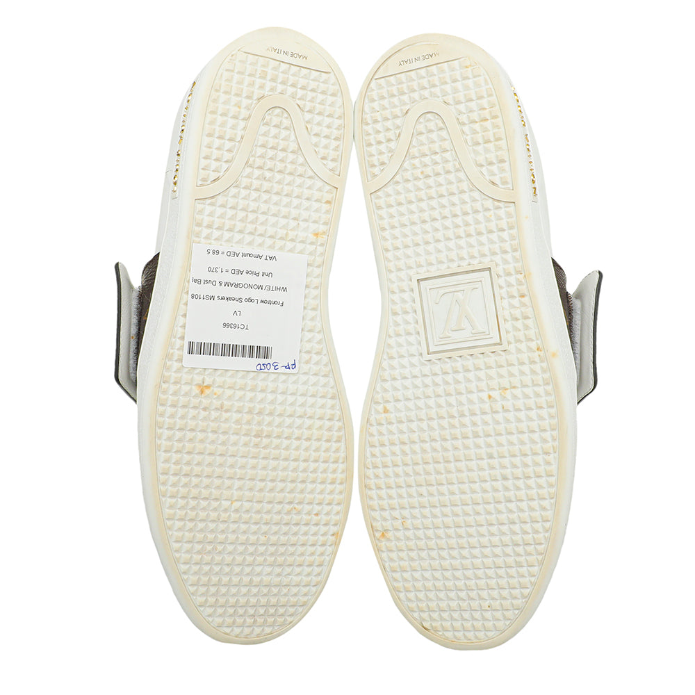 Louis Vuitton White Monogram Frontrow Logo Sneakers 37.5