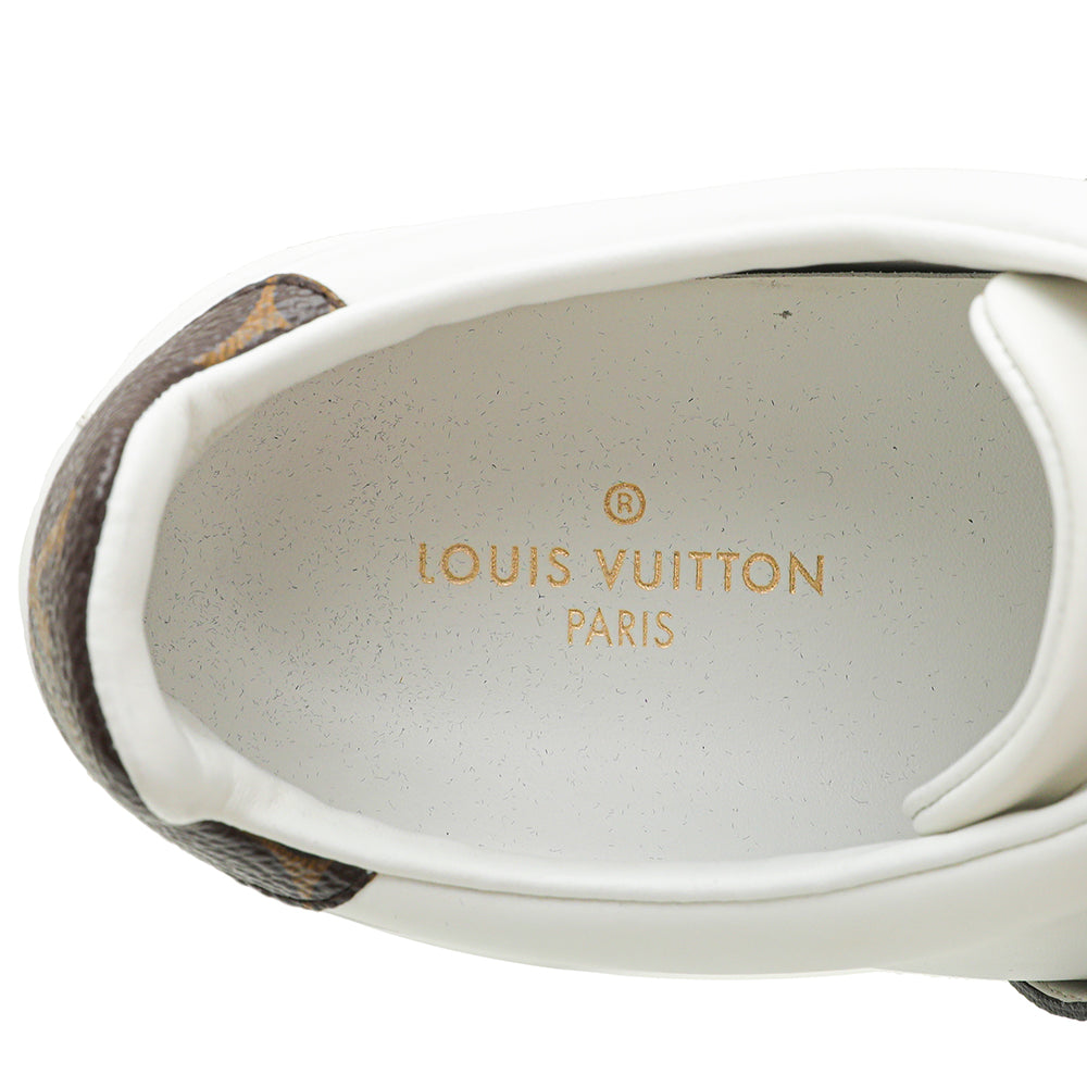Louis Vuitton White Monogram Frontrow Logo Sneakers 37.5