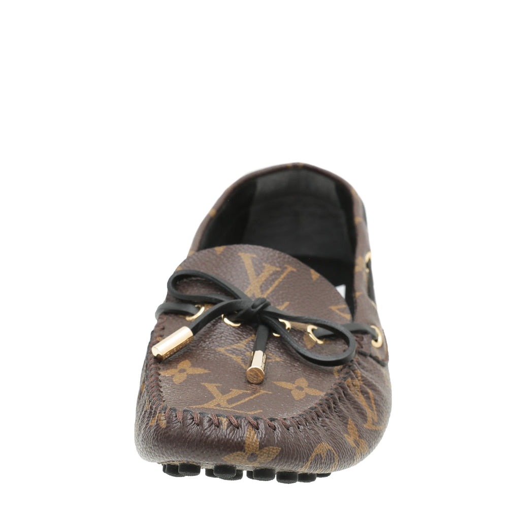 Louis Vuitton Monogram Black Gloria Flat Loafer 38