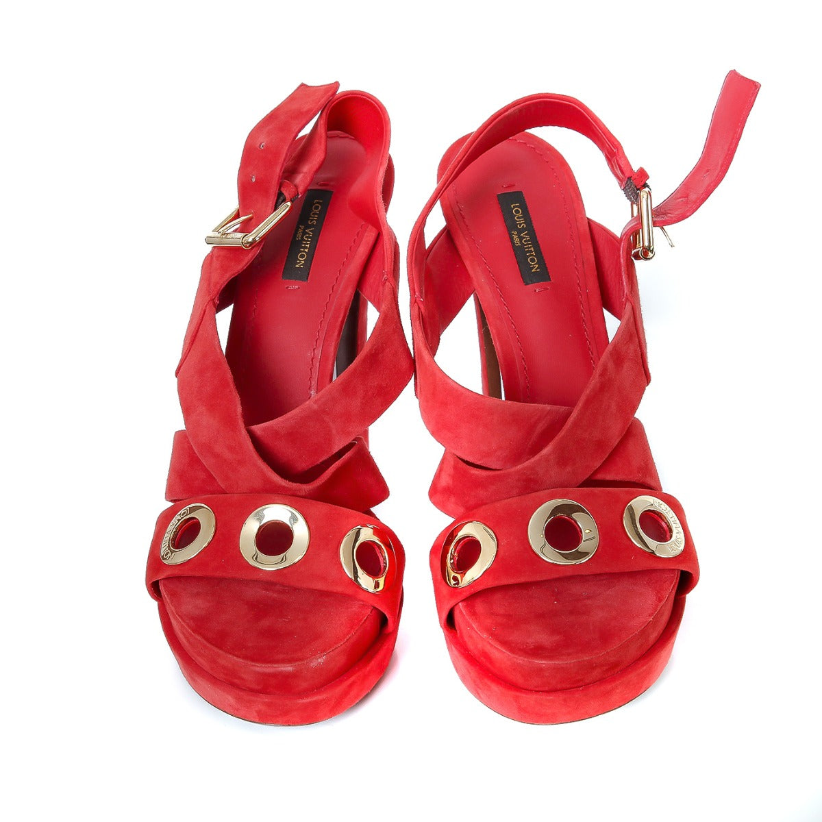 Louis Vuitton Red Golden Hour Suede Sandals Size 40