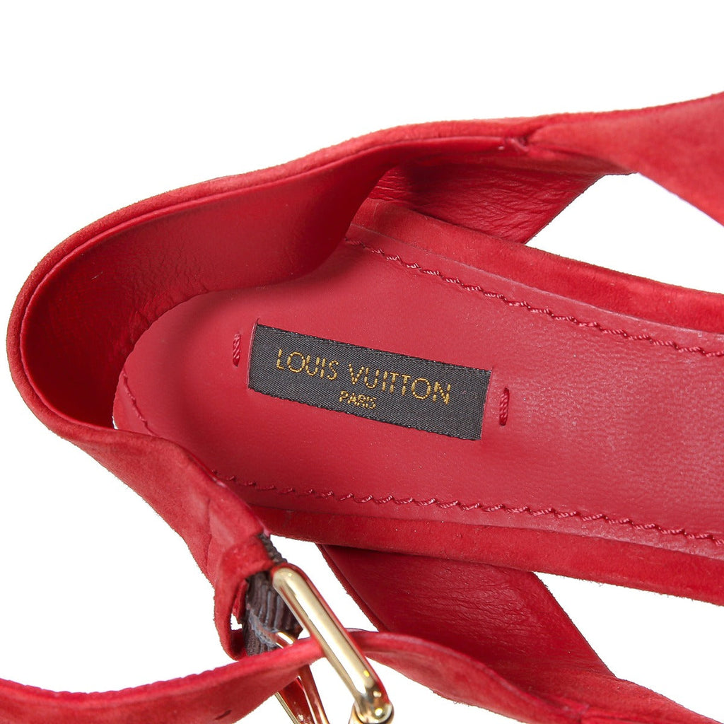 Louis Vuitton Red Golden Hour Suede Sandals Size 40
