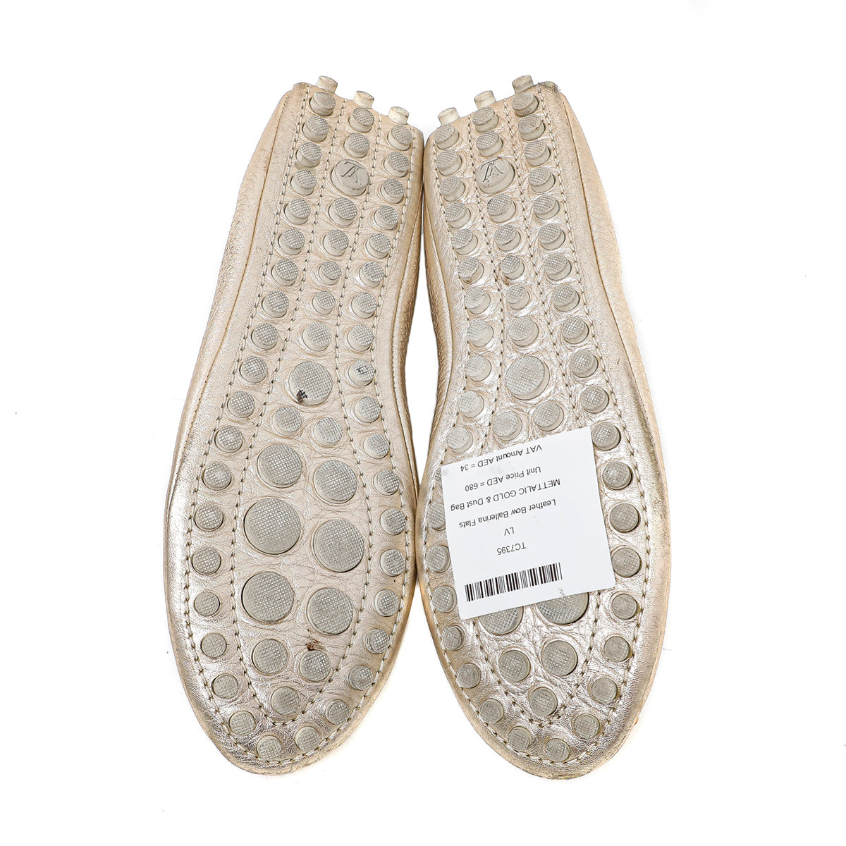 Louis Vuitton Metallic Gold Bow Ballerina Flats 37.5