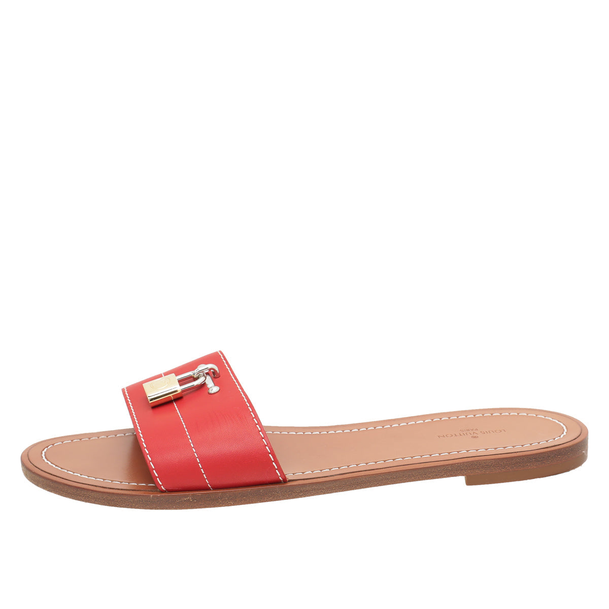 Louis Vuitton Red Lock It Flat Mules 38.5