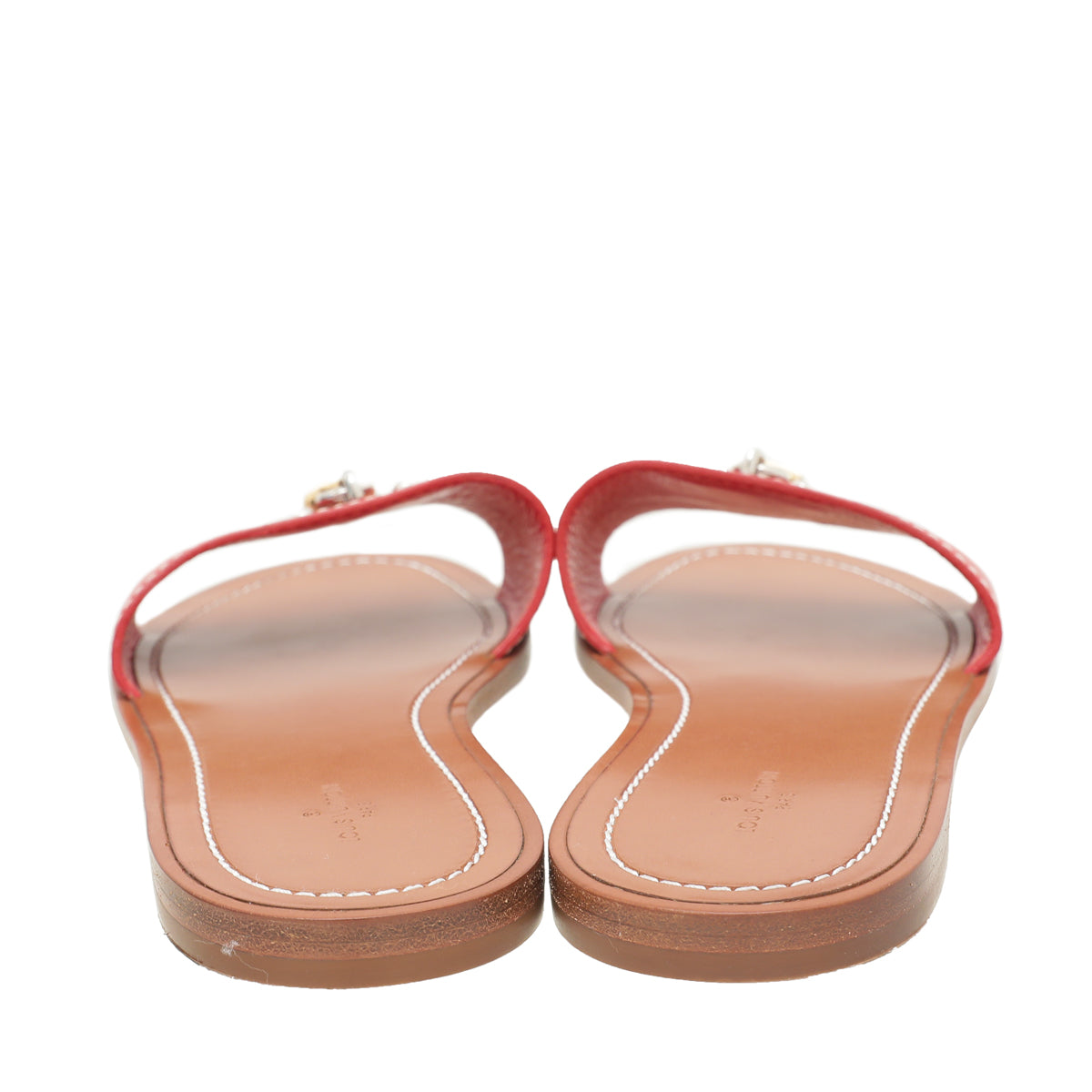 Louis Vuitton Red Lock It Flat Mules 38.5