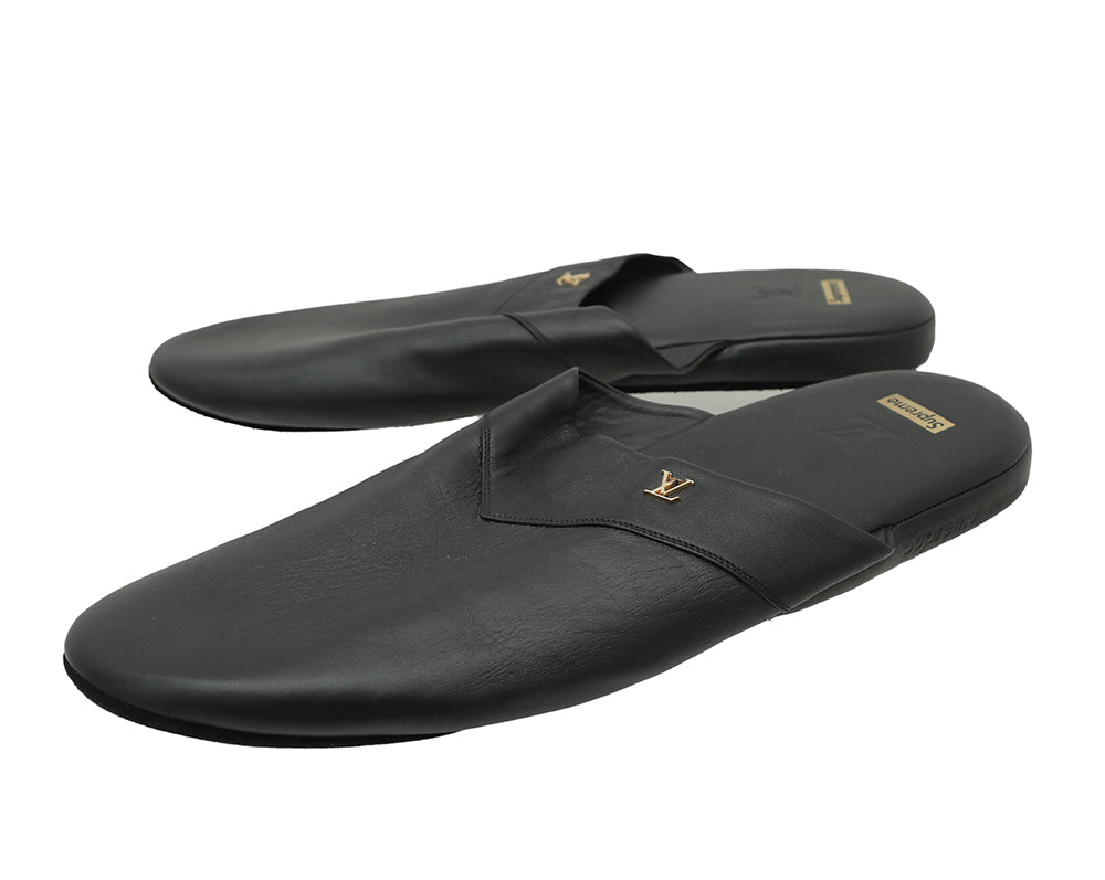 Louis Vuitton Black X Supreme High Slippers 8
