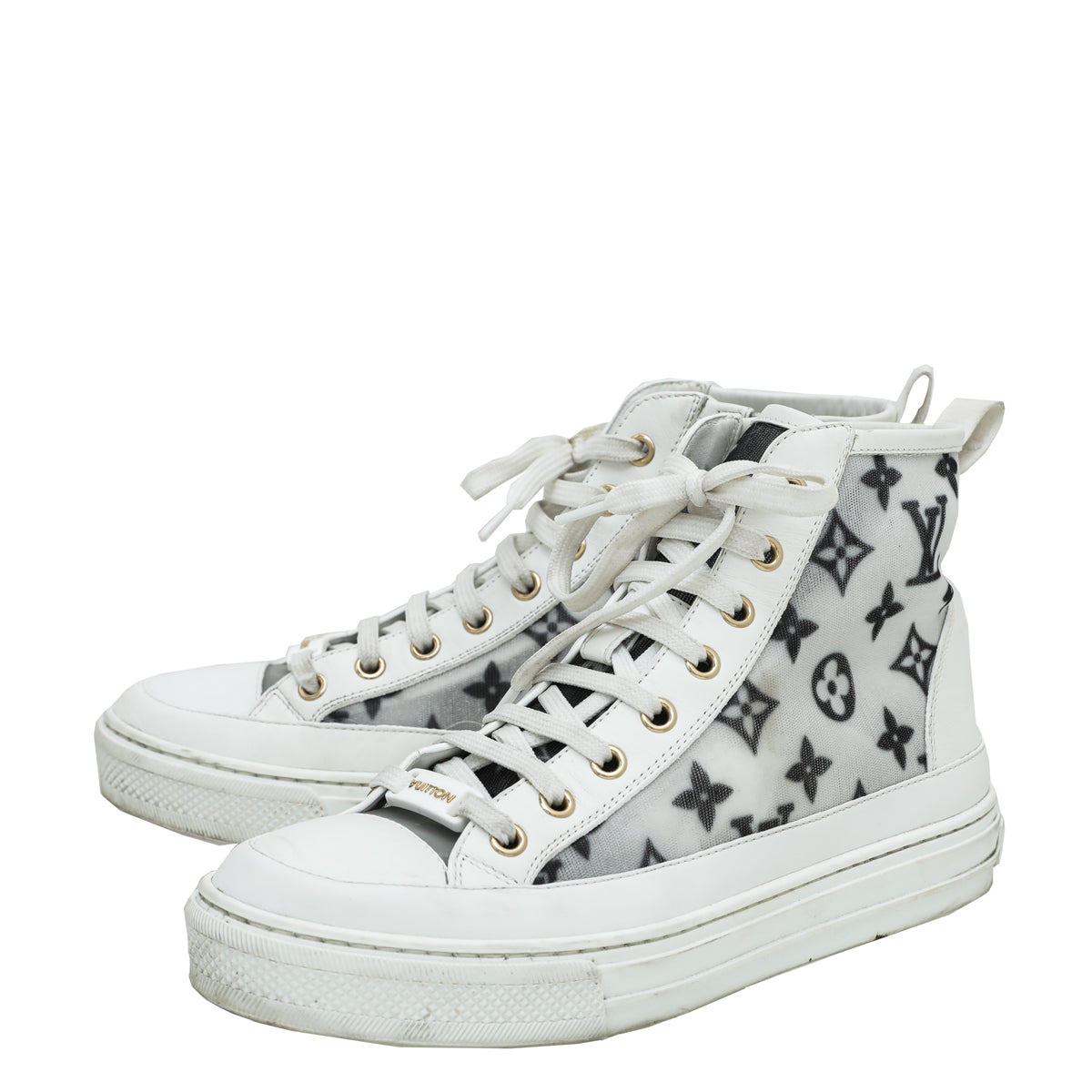 Louis Vuitton Bicolor Monogram Mesh Stellar High Top Sneakers 36.5