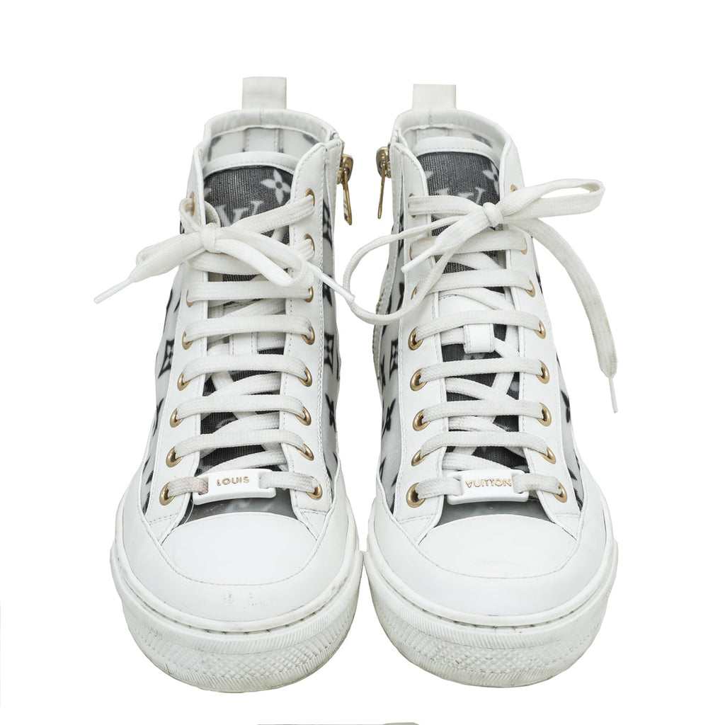 Louis Vuitton Bicolor Monogram Mesh Stellar High Top Sneakers 36.5