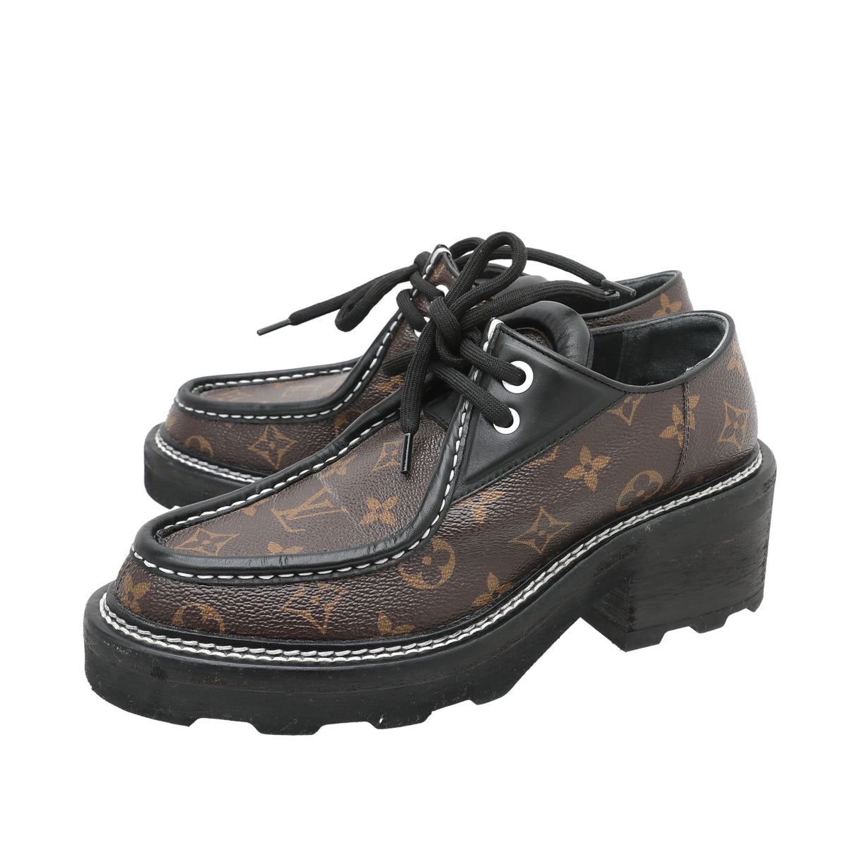 Louis Vuitton Monogram Black Beaubourg Platform Derby 39