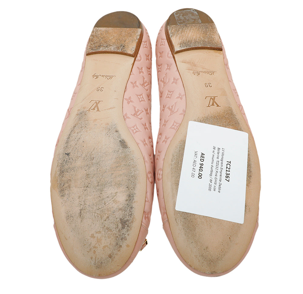 Louis Vuitton Pink Monogram Empreinte Debbie Ballerina 39