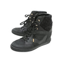 Louis Vuitton Black Monogram Suede Cliff Wedge Sneaker 36